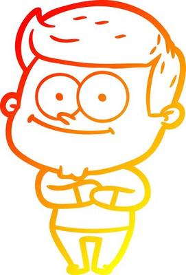 warm gradient line drawing cartoon happy man