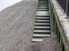 Different outdoor views on concrete, wooden and metal stairways. photo