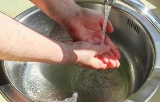 Cleaning and washing hands with soap prevention for outbreak of coronavirus covid-19 photo