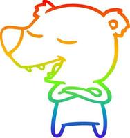 dibujo de línea de gradiente de arco iris oso polar de dibujos animados vector