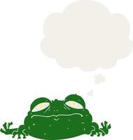 cartoon ugly frog and thought bubble in retro style vector