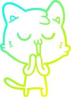 cold gradient line drawing cartoon cat singing vector