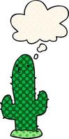 caricatura, cactus, y, pensamiento, burbuja, en, cómico, estilo vector