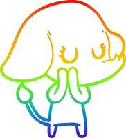 rainbow gradient line drawing cute cartoon elephant vector