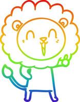 rainbow gradient line drawing laughing lion cartoon vector