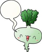 cartoon turnip and speech bubble in smooth gradient style vector