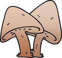 quirky gradient shaded cartoon mushrooms vector