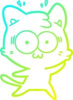 cold gradient line drawing cartoon surprised cat vector