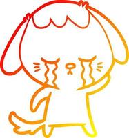 warm gradient line drawing cartoon crying dog vector