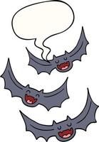 cartoon vampire bats and speech bubble vector