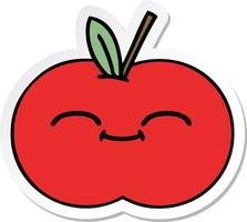 sticker of a cute cartoon red apple vector