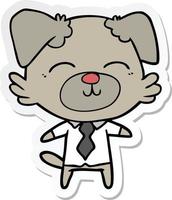 sticker of a cartoon dog manager vector