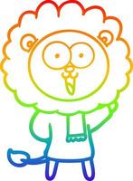 rainbow gradient line drawing happy cartoon lion vector