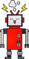 retro grunge texture cartoon robot vector