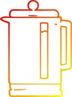 warm gradient line drawing cartoon electric kettle vector