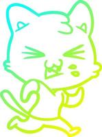 cold gradient line drawing cartoon cat hissing vector