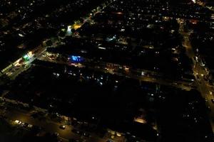 Beautiful High Angle View of Luton Town of England at Night, Drone's footage after sunset photo