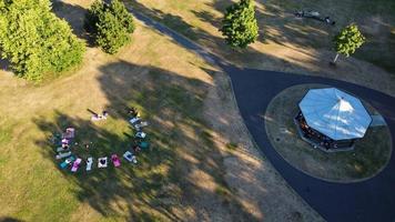 High Angle aerial view of Wardown Public Park at Luton Town of England UK photo