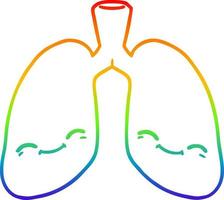 dibujo de línea de gradiente de arco iris pulmones de dibujos animados vector