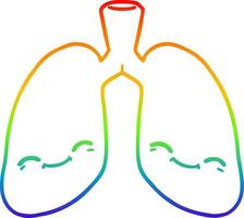 rainbow gradient line drawing cartoon lungs vector