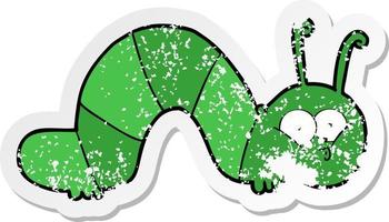 distressed sticker of a cartoon caterpillar vector