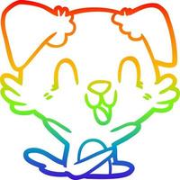 rainbow gradient line drawing laughing cartoon dog vector