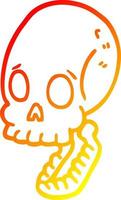 warm gradient line drawing cartoon skull vector