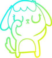 cold gradient line drawing cute cartoon dog vector