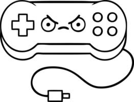 line drawing cartoon game controller vector