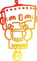 warm gradient line drawing cartoon robot vector