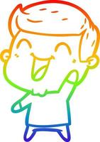 rainbow gradient line drawing cartoon man laughing vector