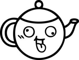 line drawing cartoon teapot vector