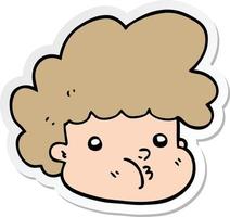 sticker of a cartoon boy vector