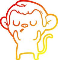 warm gradient line drawing cartoon monkey vector