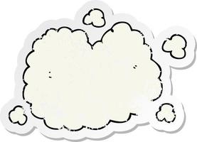 pegatina angustiada de una nube de humo de dibujos animados vector