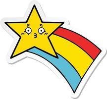 sticker of a cute cartoon shooting rainbow star vector