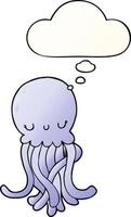 cute cartoon jellyfish and thought bubble in smooth gradient style vector