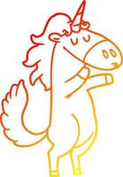 warm gradient line drawing cartoon unicorn vector