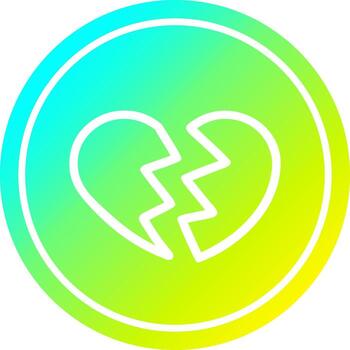 broken heart circular in cold gradient spectrum vector