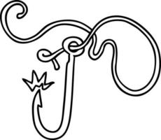 line drawing doodle of a sharp fishing hook vector