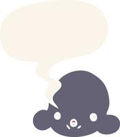 cartoon cloud and speech bubble in retro style vector