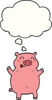 cartoon pig and thought bubble vector