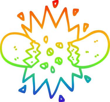 rainbow gradient line drawing cartoon exploding sausage vector