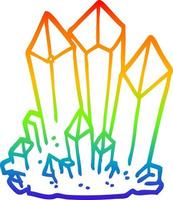 rainbow gradient line drawing cartoon natural crystals vector