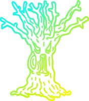 cold gradient line drawing cartoon spooky tree vector