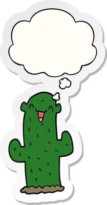 cartoon cactus and thought bubble as a printed sticker
