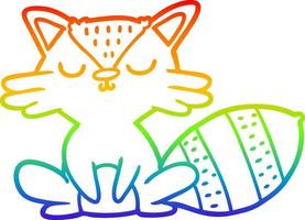 rainbow gradient line drawing cute cartoon raccoon vector