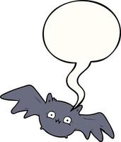 cartoon vampire halloween bat and speech bubble vector