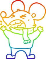 rainbow gradient line drawing cartoon angry mouse vector