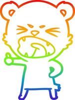 rainbow gradient line drawing angry cartoon bear vector